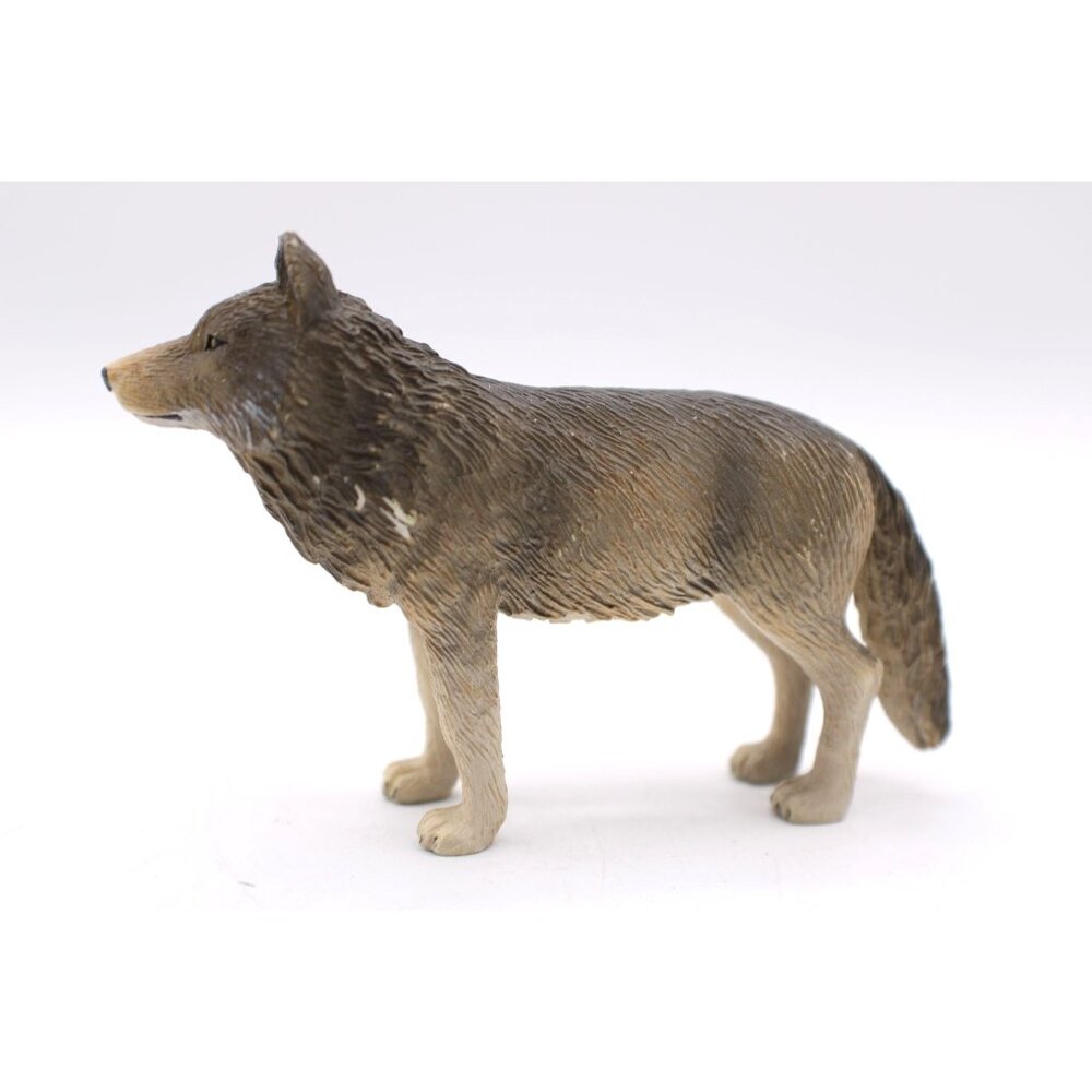 Realistic Wolf Figurine Gray Brwn Toy Props Collector Scenes Projects Mojo 4x2"